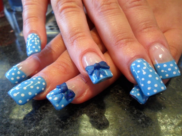 blue and white polka dots