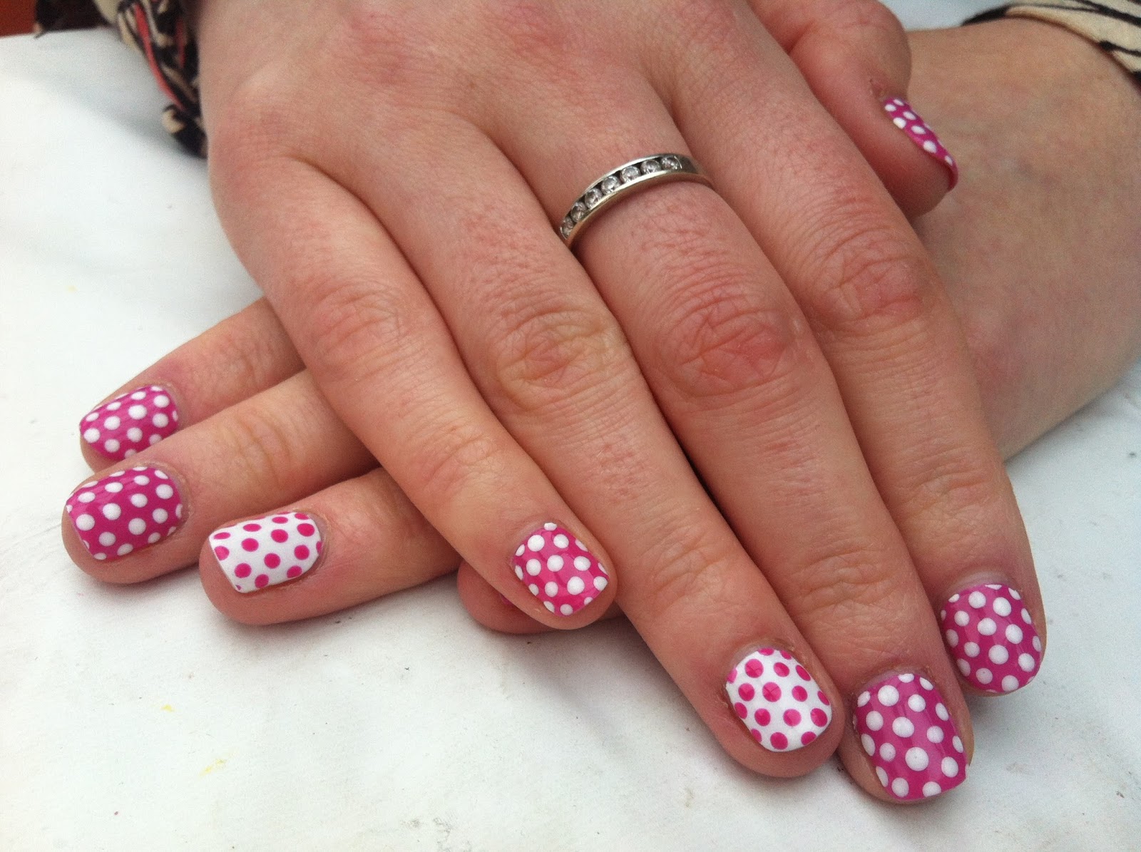 pink and white polka dots